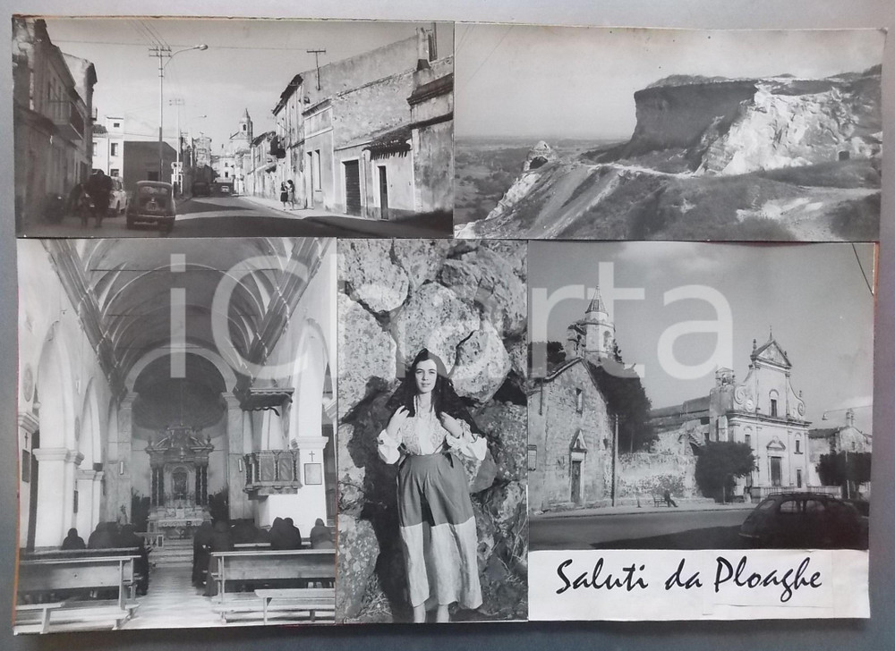 1965 ca PLOAGHE (SS) Chiesa San Pietro *Bozzetto per cartolina 40x28 cm