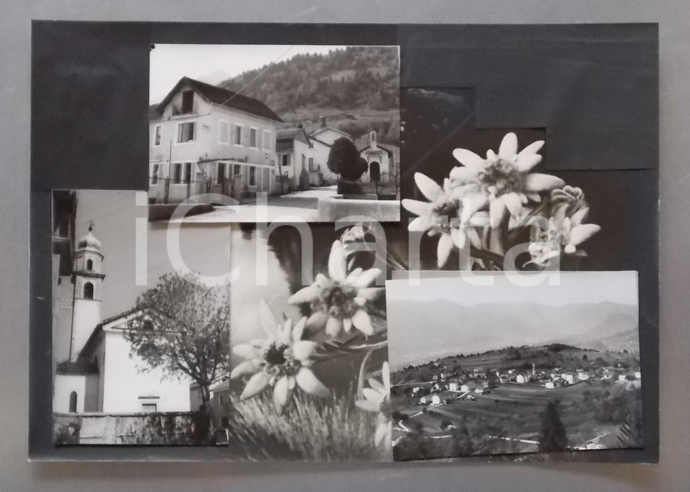 1970 ca. FELTRE / LAMEN (BL) Vedutine - La chiesa *Bozzetto per cartolina 38x27 Bozzetto preparatorio per cartolina postale.Collage su cartoncino.     CONDIZIONI: G  FORMATO: 38x27 cm    originale e autentica 1