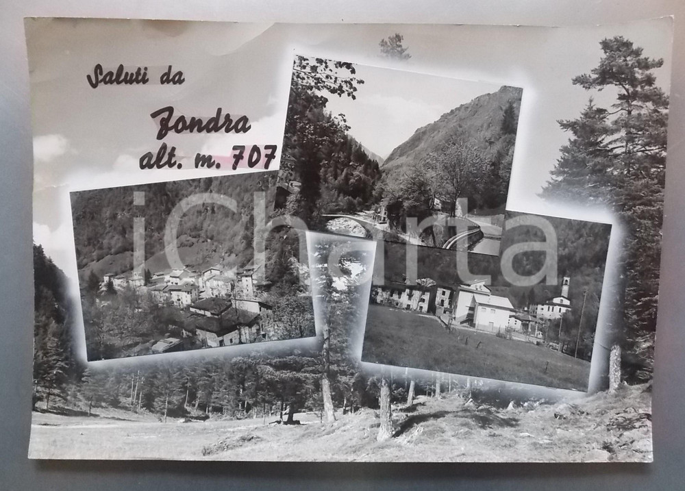 1965 ca FONDRA Chiesa San Lorenzo - Vedutine *Bozzetto per cartolina 45x32 cm Bozzetto preparatorio per cartolina postale. Collage su cartoncino morbido.   CONDIZIONI: FAIR (piegature al margine destro e al margine superiore, strappo di circa 3 cm al margine sinistro) FORMATO:45x32 cm    originale e autentica 1