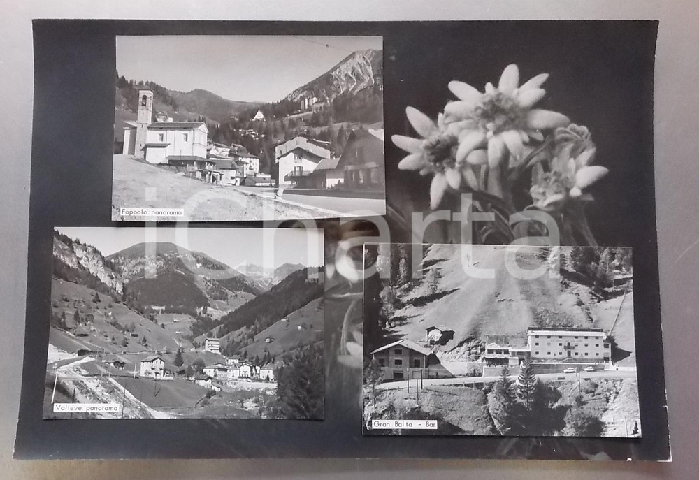 1965 ca VAL BREMBANA Vedutine di VALLEVE e FOPPOLO Bozzetto per cartolina 35x24
