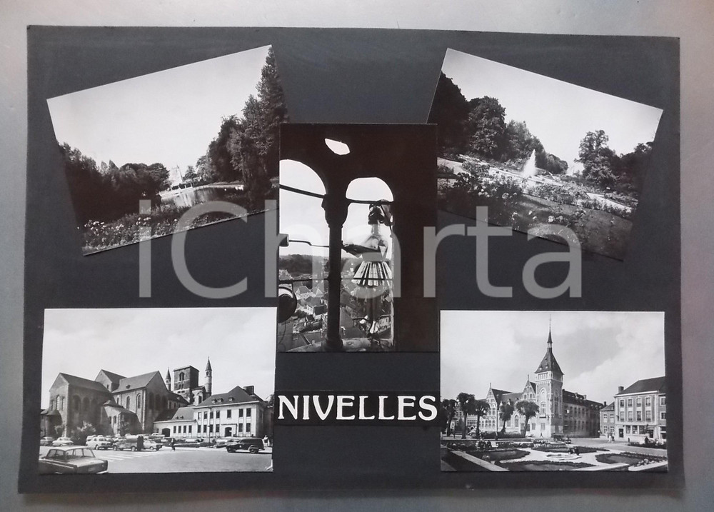 1965 ca NIVELLES Collegiata di Santa Gertrude *Bozzetto per cartolina 44x30 cm