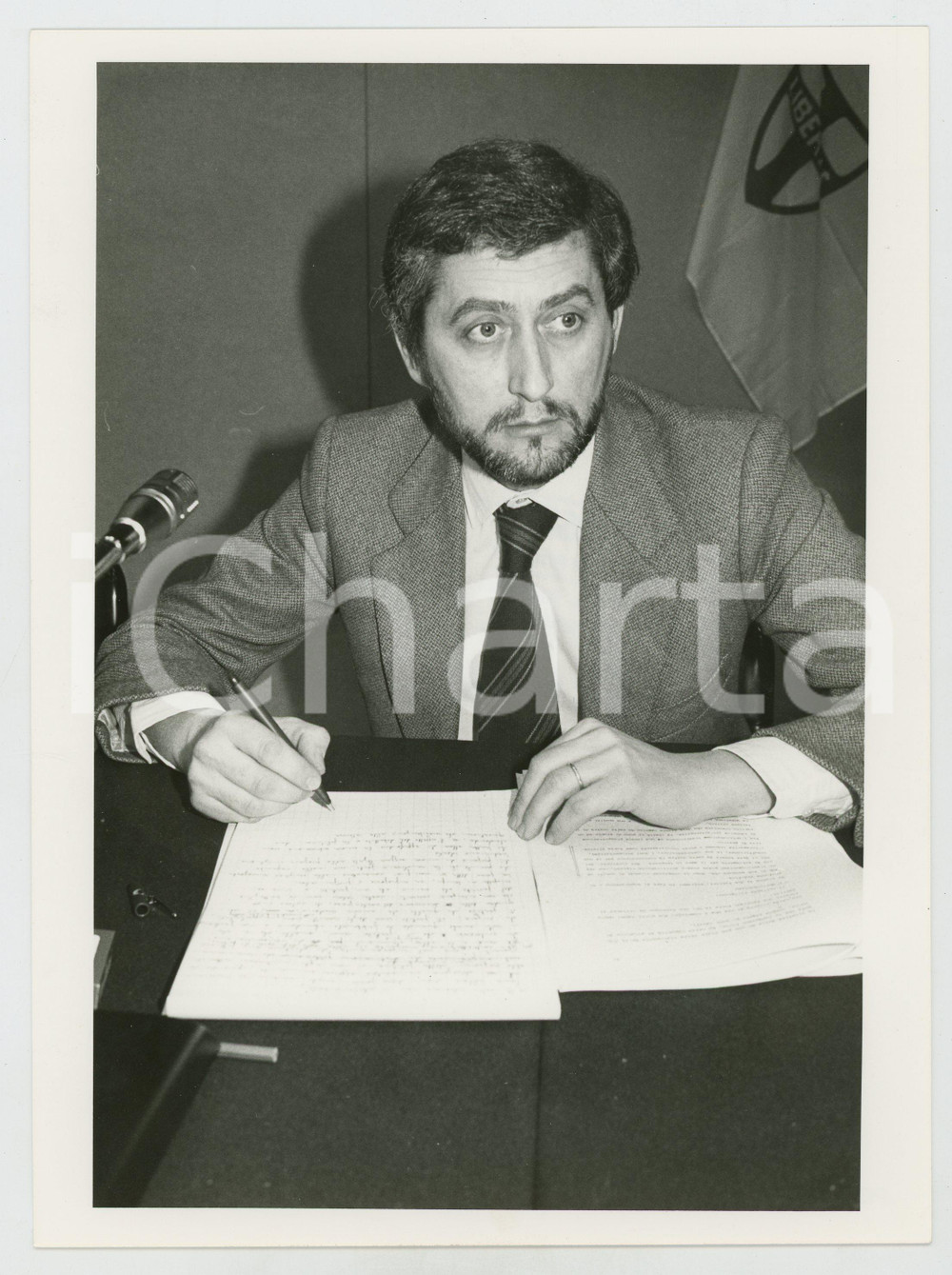 Fotografia d epoca originale 1985 ca VARESE DC Michele PELLEGRINO a incontro DEMOCRAZIA CRISTIANA Foto 18x24 1