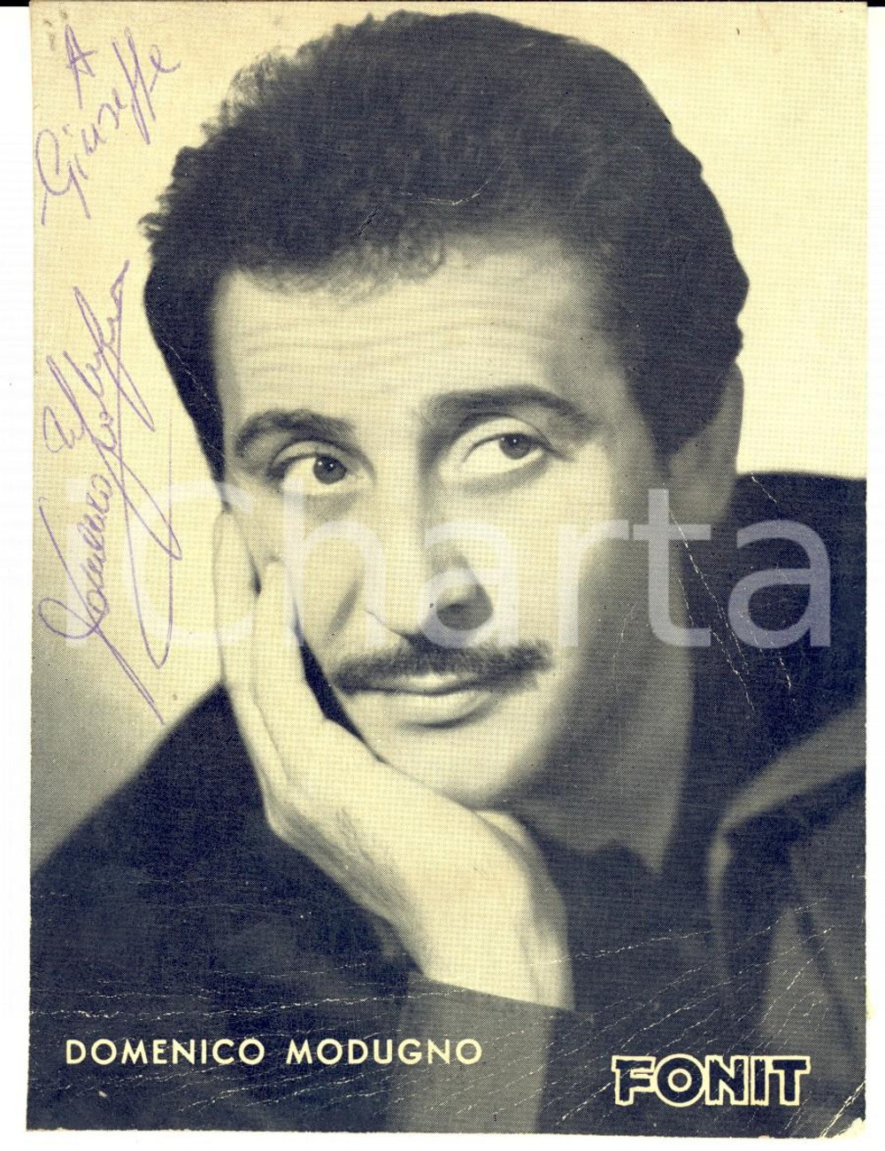 1958 Domenico MODUGNO - Cartolina FONIT con autografo - DANNEGGIATA