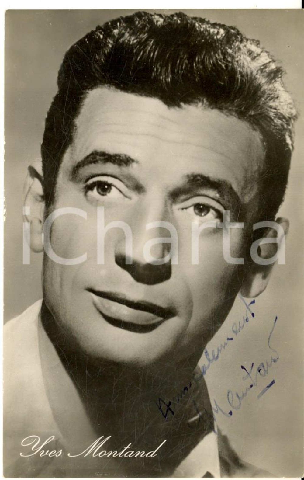 1957 FRANCE Yves MONTAND cantante e attore - Foto seriale con AUTOGRAFO