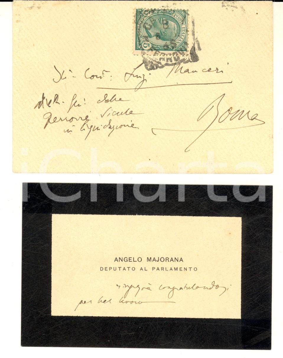 1900 ca ROMA Angelo MAJORANA politico - Biglietto da visita AUTOGRAFO