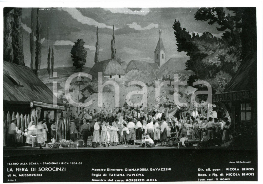 1954 MILANO Teatro alla SCALA "La Fiera dei Sorocinzi" - Atto I - Foto seriale