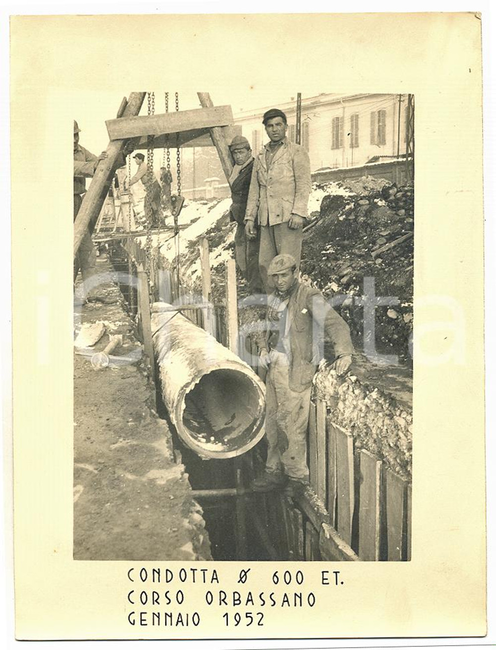 1952 TORINO Corso Orbassano - Posa della condotta fognaria - Fotografia (2)