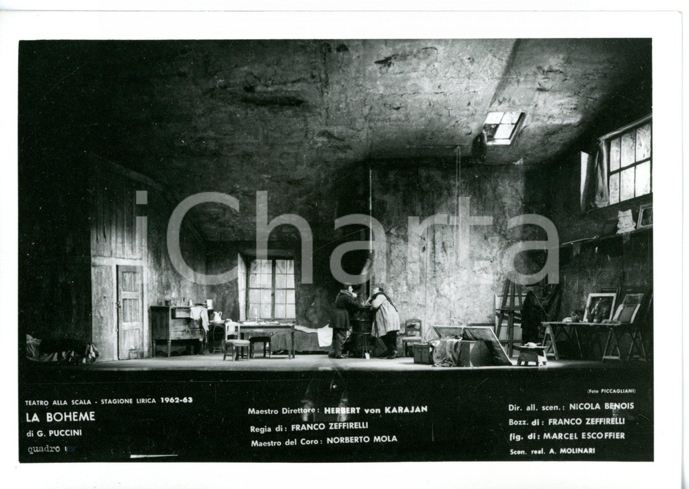 1962 MILANO Teatro alla SCALA "La Bohème" - Scene Nicola BENOIS *Foto seriale