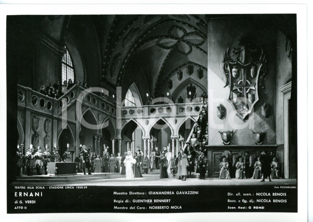 1958 MILANO Teatro alla SCALA "Ernani" - Atto II - Scene N. BENOIS *Foto seriale