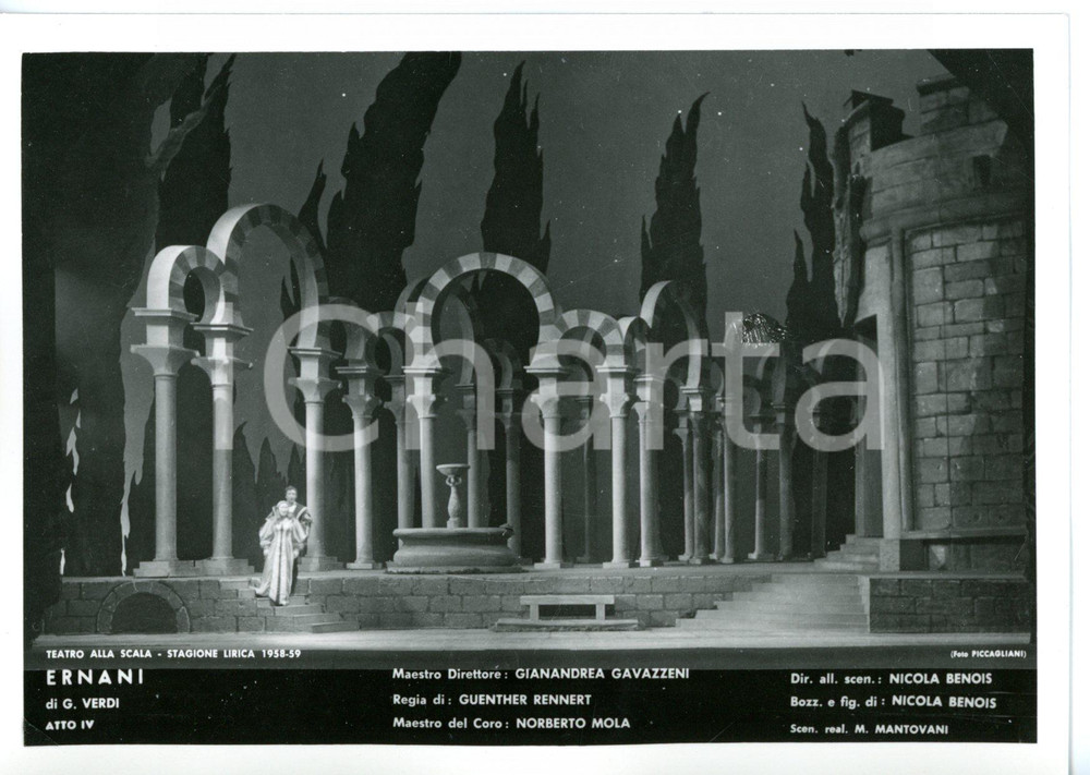 1958 MILANO Teatro alla SCALA "Ernani" - Atto IV - Scene N. BENOIS *Foto seriale