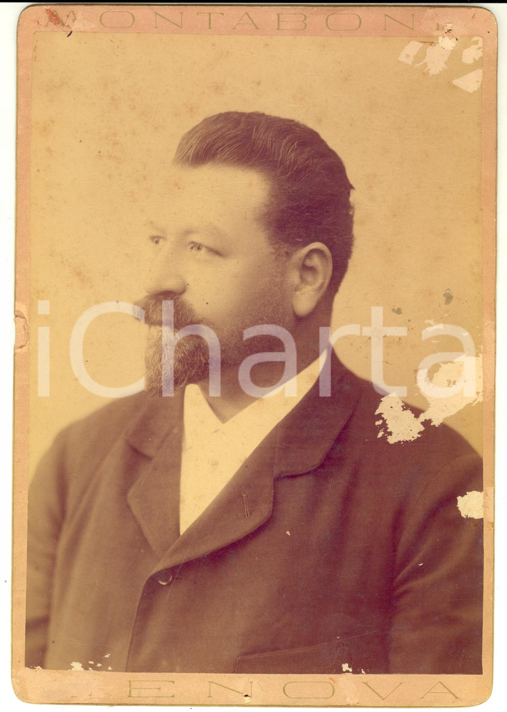 1890 ca GENOVA Ritratto del tenore Francesco TAMAGNO - Foto MONTABONE 18x25