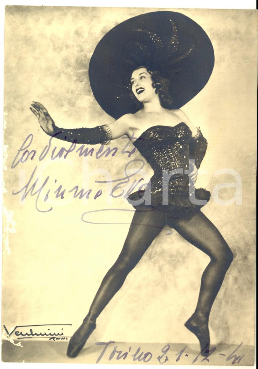 1941 TORINO Soubrette MINNIE EVA in scena - Fotocartolina con AUTOGRAFO