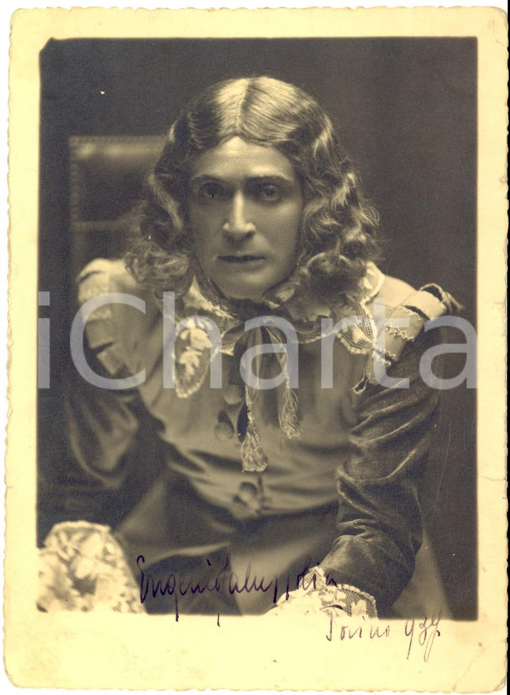 1937 TORINO TEATRO Eugenio SALUSSOLIA in scena - Foto con AUTOGRAFO 13x18 cm