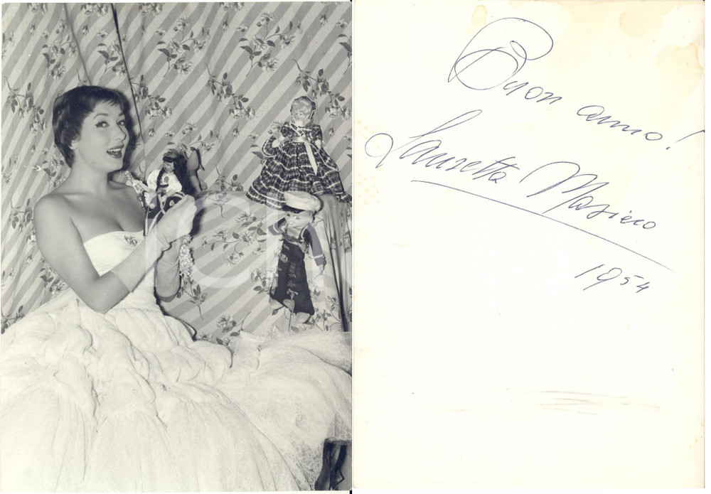 1954 TEATRO Lauretta MASIERO tra le bambole - Foto con AUTOGRAFO 13x18 cm