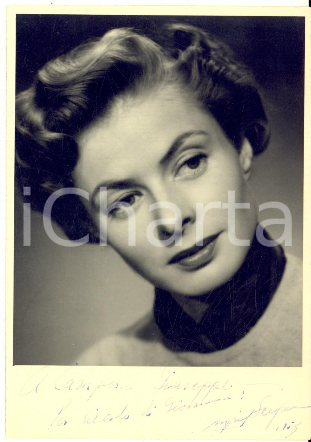1954 CINEMA Attrice Ingrid BERGMAN - Foto seriale con AUTOGRAFO 10x15 cm