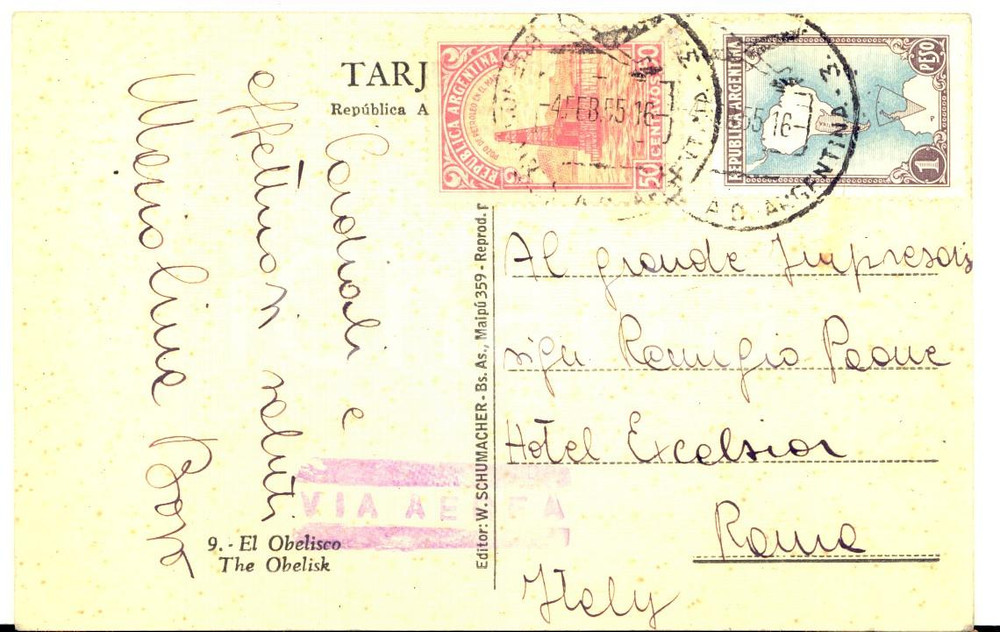1955 BUENOS AIRES Cartolina attrice Mariolina BOVO a Remigio PAONE - AUTOGRAFO