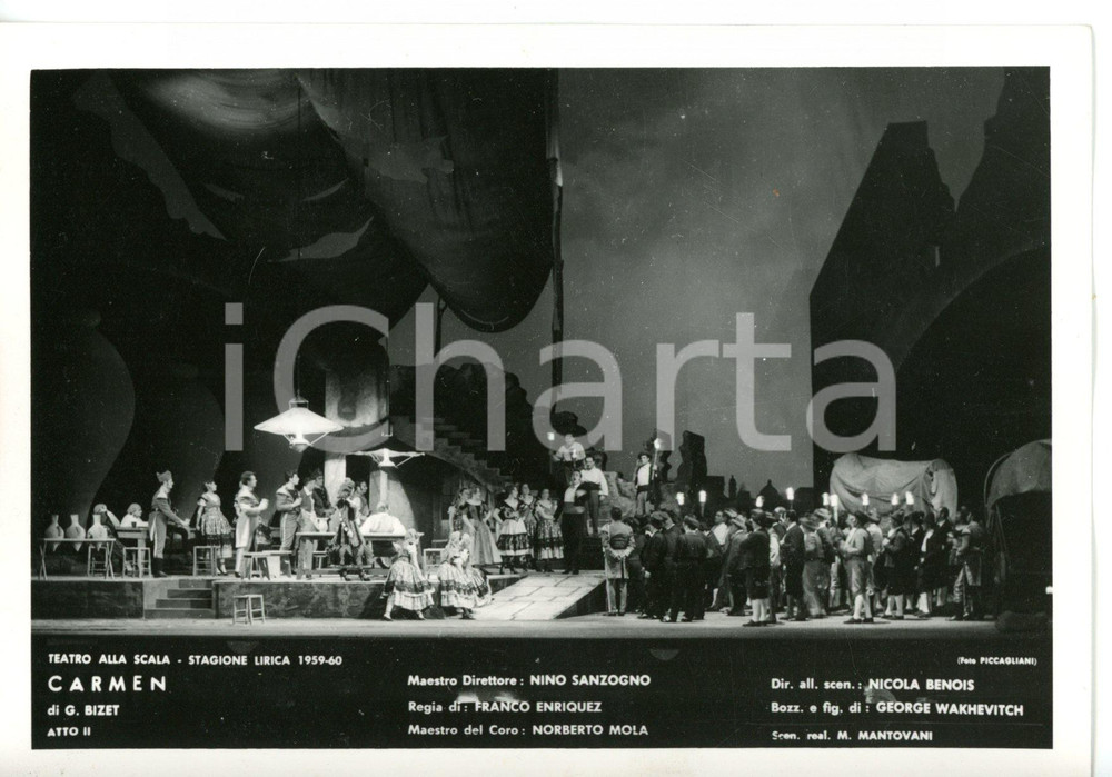 1959 MILANO Teatro alla SCALA "Carmen" - Scene Nicola BENOIS *Foto seriale 14x10