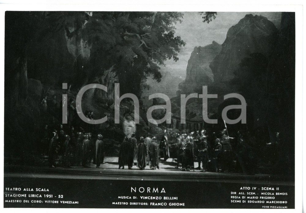 1951 MILANO Teatro alla SCALA "Norma" - Scene Nicola BENOIS *Foto seriale 14x10