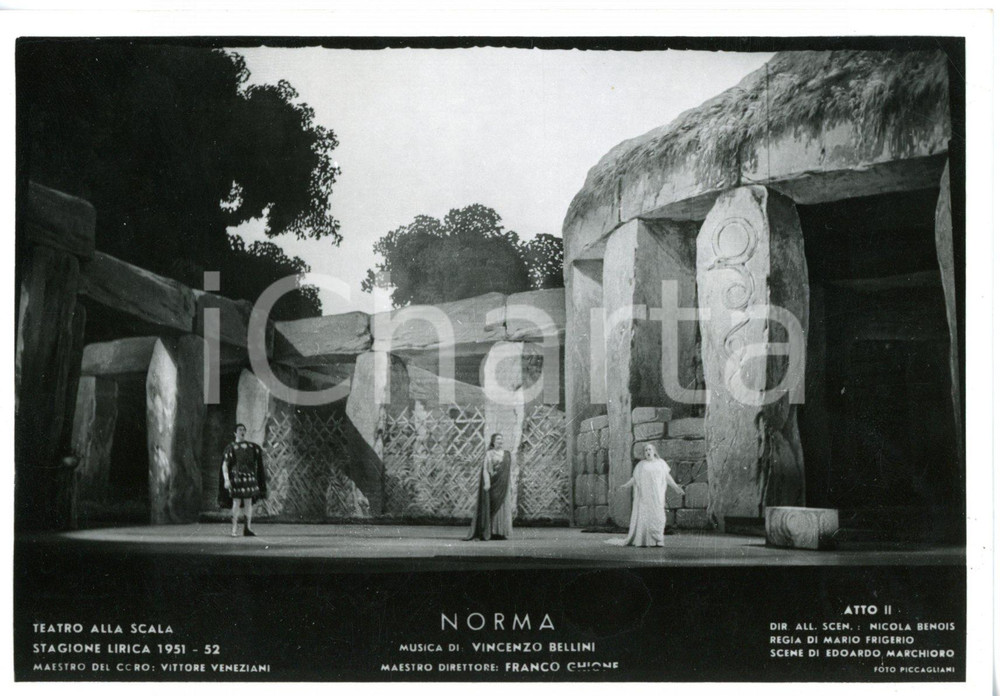 1951 MILANO Teatro alla SCALA "Norma" - Atto II - Scene N. BENOIS *Foto seriale