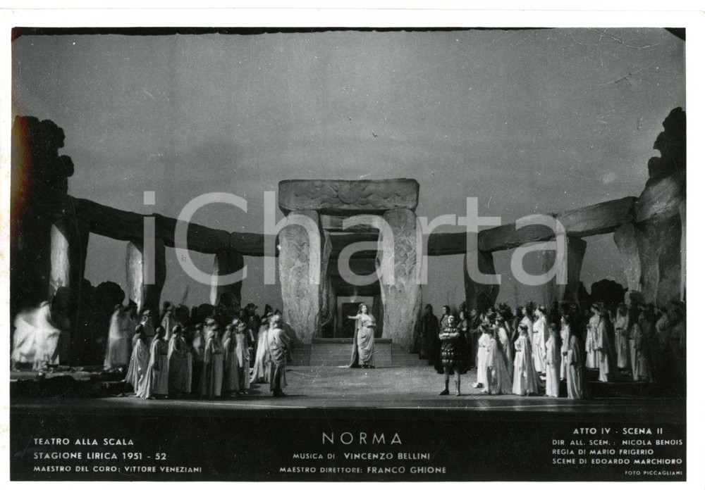 1951 MILANO Teatro alla SCALA "Norma" - Atto IV - Scene N. BENOIS *Foto seriale