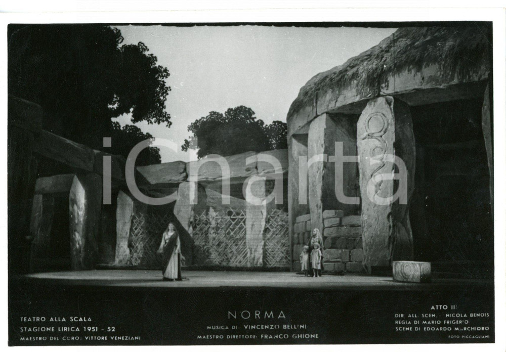 1951 MILANO Teatro alla SCALA "Norma" - Atto II - Scene N. BENOIS - Foto seriale