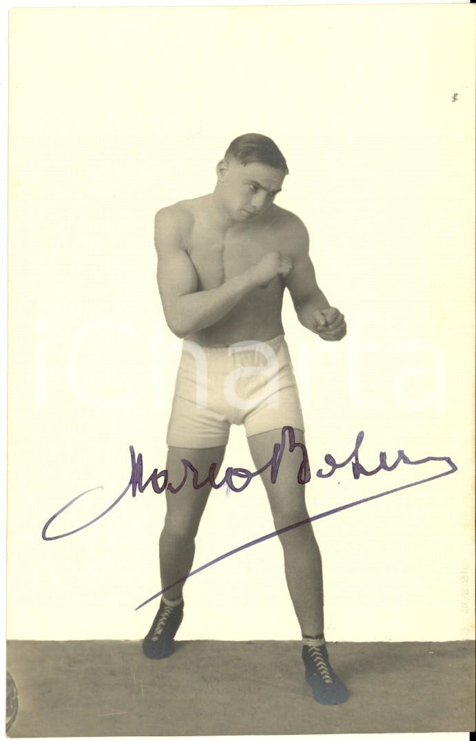 1925 PUGILATO ITALIA Mario BOSISIO campione europeo - Cartolina con AUTOGRAFO Cartolina d'epoca, con autografo del campione Mario Bosisio. CONDIZIONI: G    originale e autentica 1