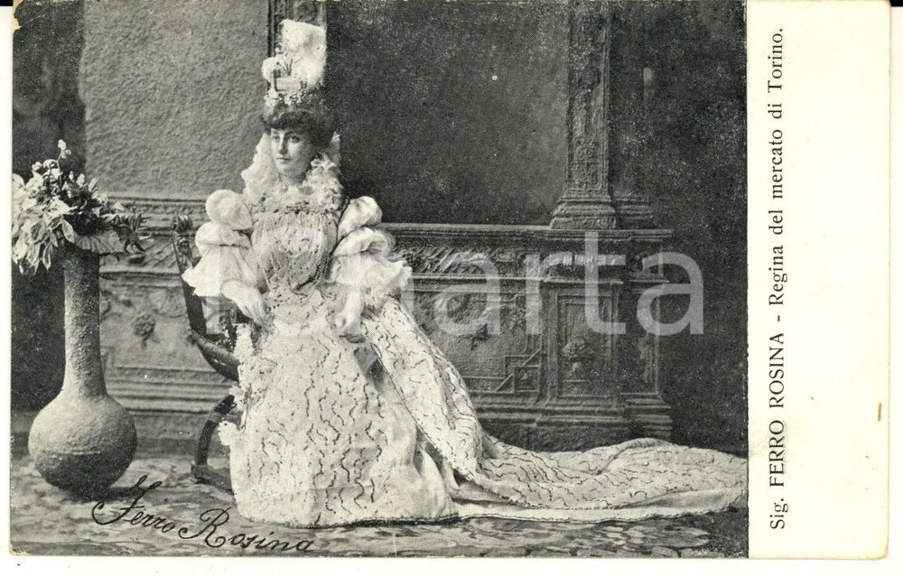 1905 TORINO Rosina FERRO Regina del mercato di Porta Palazzo - Cartolina Cartolina d'epoca, FP NV. CONDIZIONI: G (ma ingiallimenti al verso)    originale e autentica 1