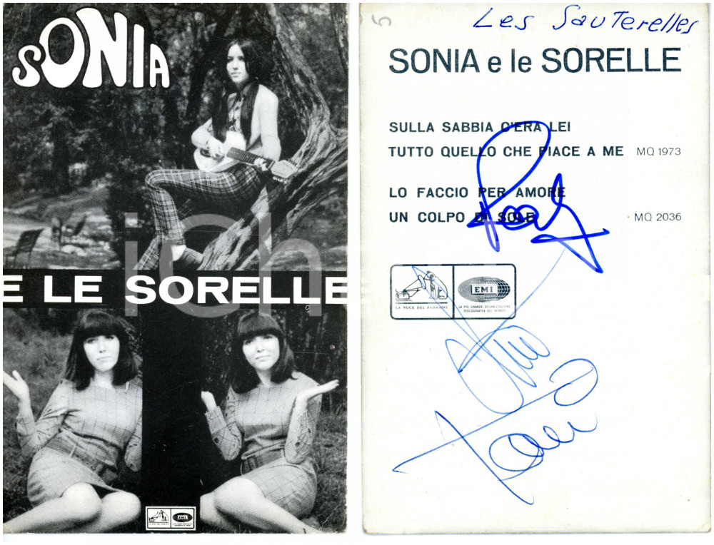 1966 EMI Gruppo musicale "SONIA E LE SORELLE" *Foto seriale con AUTOGRAFO 