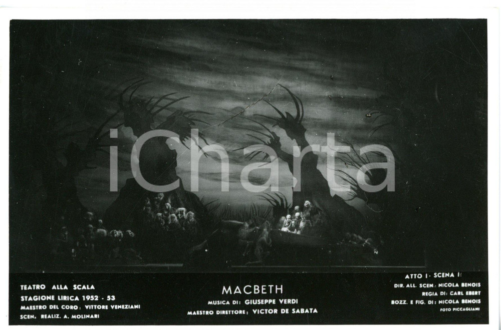 1952 MILANO Teatro alla SCALA "Macbeth" Atto I - Scene N. BENOIS *Foto seriale