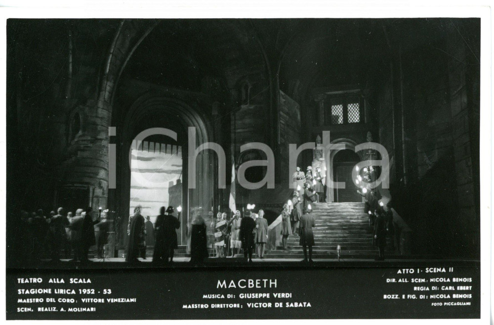 1952 MILANO Teatro alla SCALA "Macbeth" - Atto I - Scene N. BENOIS *Foto seriale