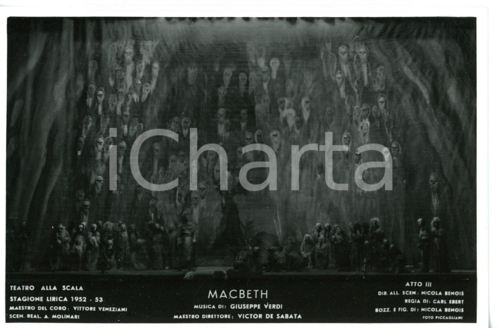 1952 MILANO Teatro alla SCALA "Macbeth" Atto III - Scene N. BENOIS *Foto seriale