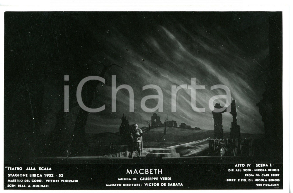 1952 MILANO Teatro alla SCALA "Macbeth" - Atto IV Scene N. BENOIS *Foto seriale