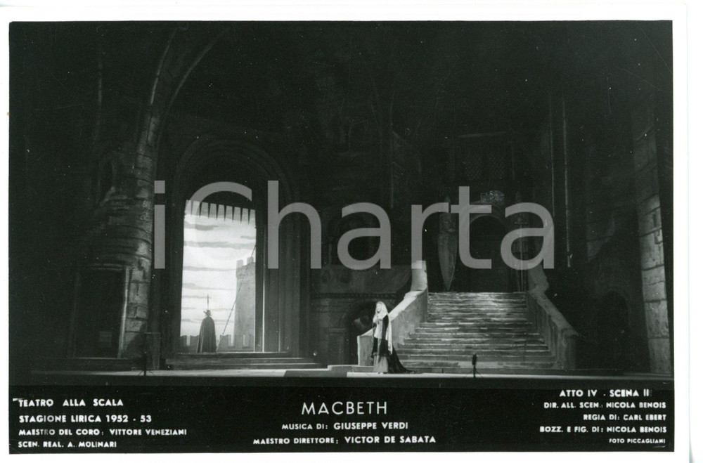 1952 MILANO Teatro SCALA "Macbeth" - Atto IV - Scene Nicola BENOIS *Foto seriale
