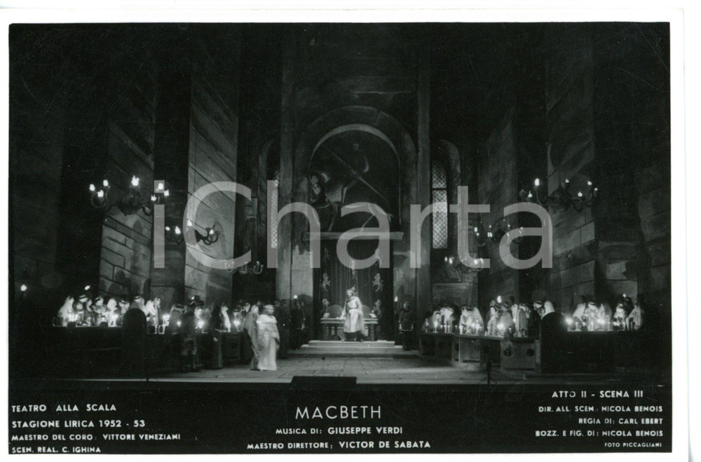 1952 MILANO Teatro alla SCALA "Macbeth" - Atto II Scene N. BENOIS - Foto seriale