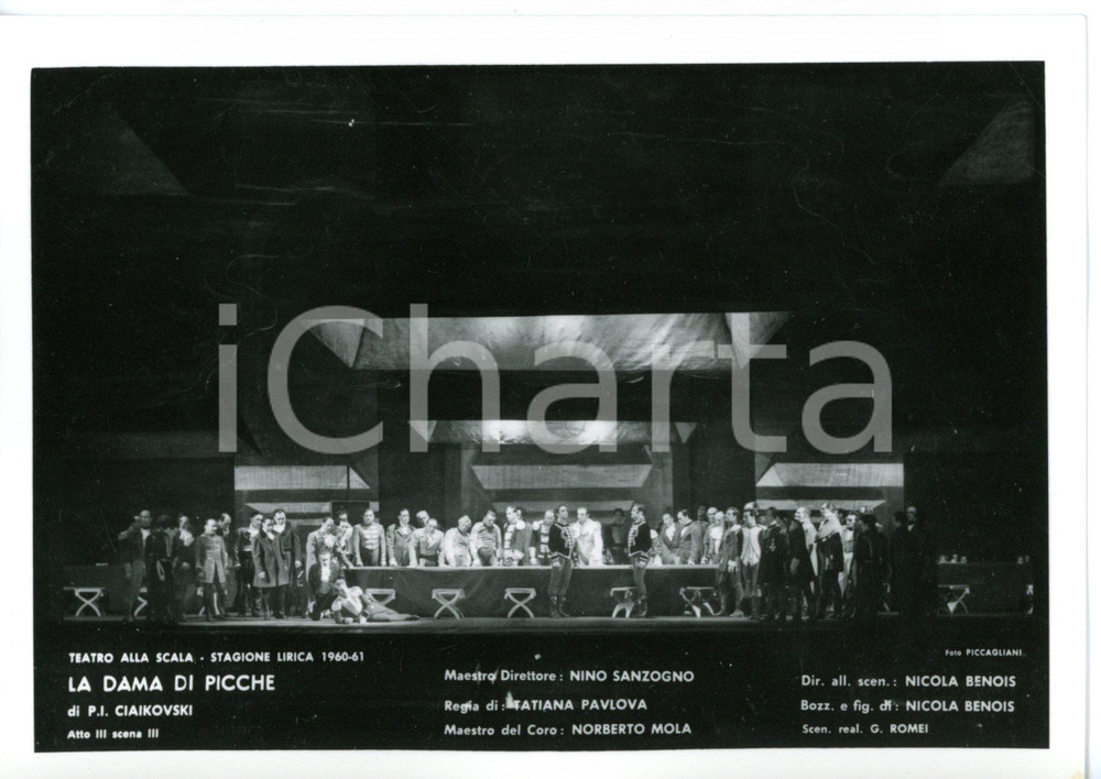 1960 MILANO Teatro alla SCALA "La Dama di Picche" Atto III - Foto seriale 14x10