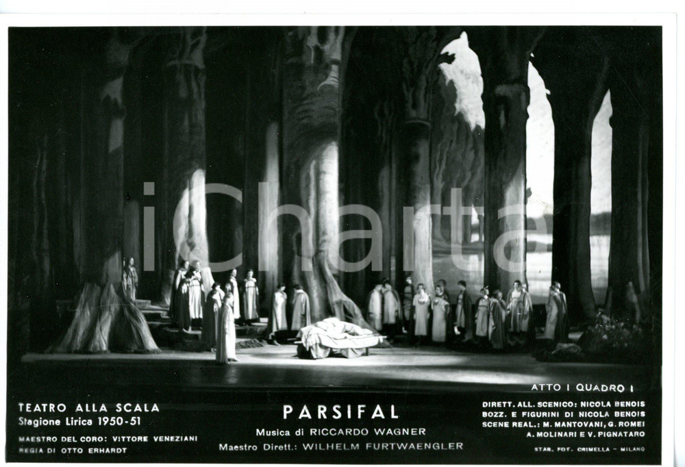 1950 MILANO Teatro alla SCALA "Parsifal" Atto I - Scene N. BENOIS *Foto seriale