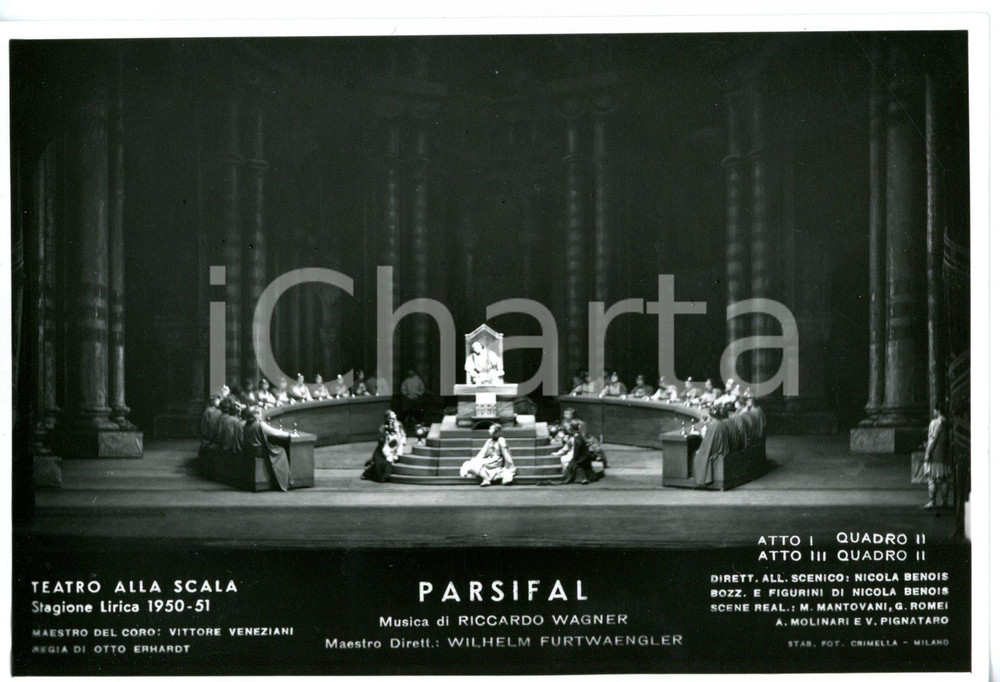 1950 MILANO Teatro alla SCALA "Parsifal" Atto I - Scene N. BENOIS - Foto seriale