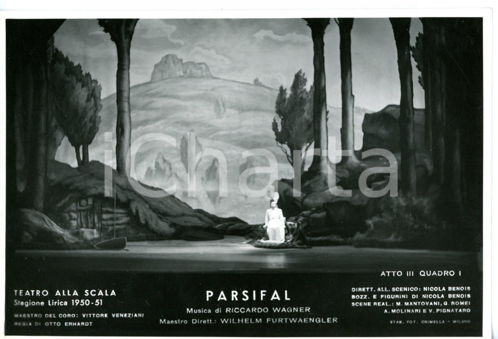 1950 MILANO Teatro alla SCALA "Parsifal" Atto III - Scene BENOIS *Foto seriale