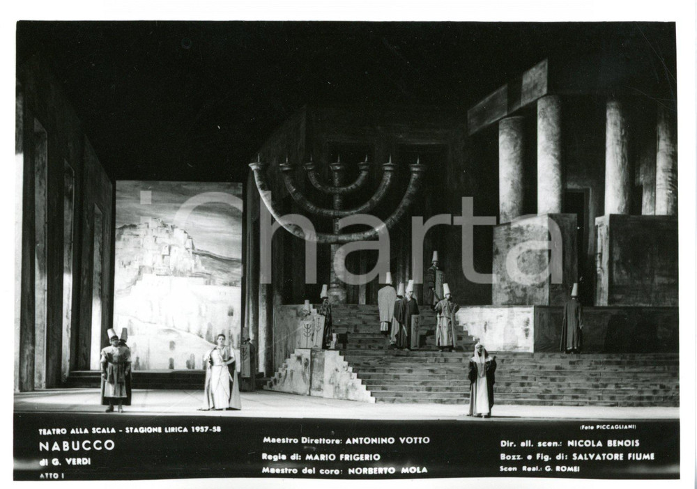 1957 MILANO Teatro alla SCALA "Nabucco" Atto I - Scene N. BENOIS *Foto seriale