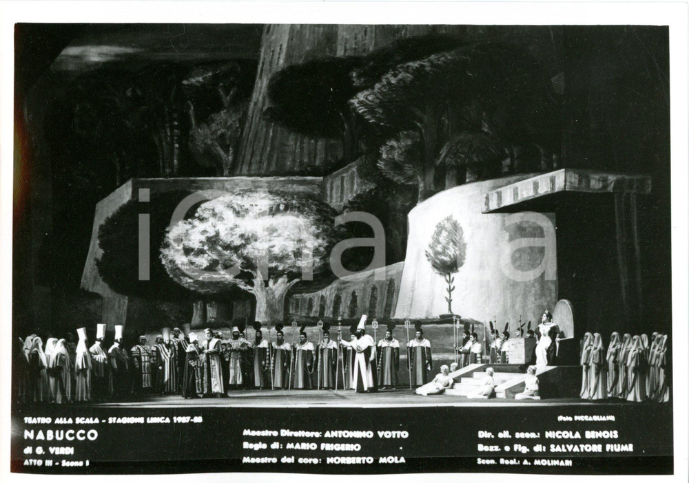 1957 MILANO Teatro alla SCALA "Nabucco" Atto III - Scene N. BENOIS *Foto seriale