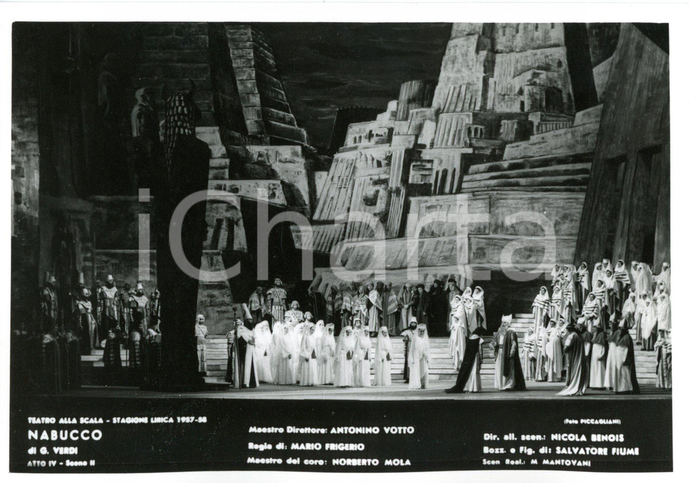 1957 MILANO Teatro alla SCALA "Nabucco" Atto IV - Scene BENOIS *Foto seriale