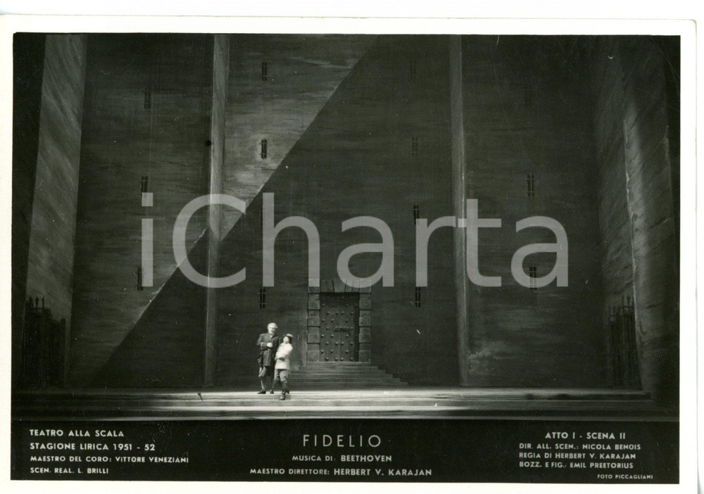 1951 MILANO Teatro alla SCALA "Fidelio" Atto I - Scene N. BENOIS - Fotocartolina