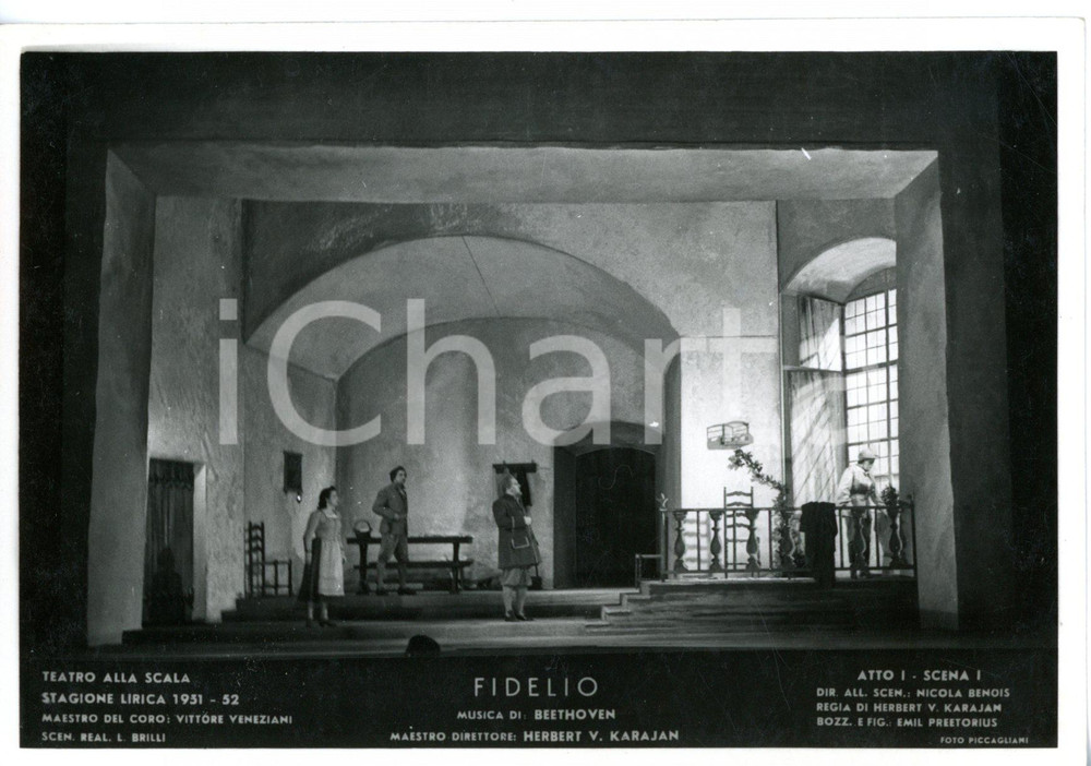 1951 MILANO Teatro alla SCALA "Fidelio" - Atto I Scene N. BENOIS *Fotocartolina
