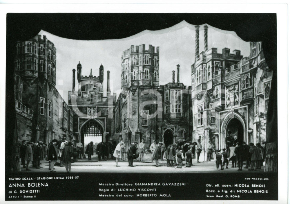 1956 MILANO Teatro alla SCALA "Anna Bolena" - Scene N. BENOIS (1) *Fotocartolina