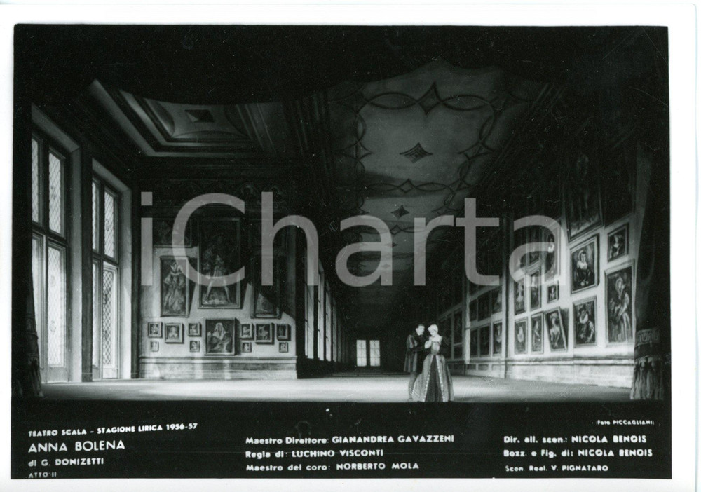 1956 MILANO Teatro alla SCALA "Anna Bolena" - Scene N. BENOIS (2) *Fotocartolina