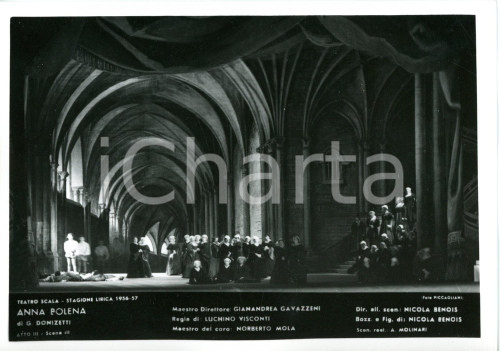 1956 MILANO Teatro alla SCALA "Anna Bolena" - Scene N. BENOIS (3) *Fotocartolina