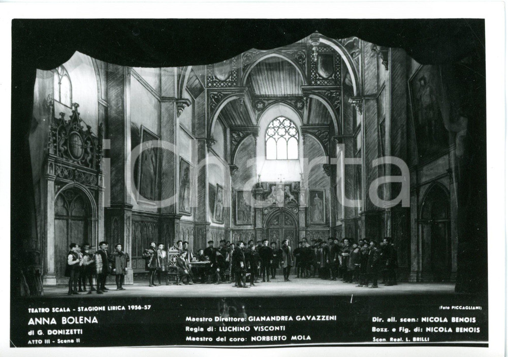 1956 MILANO Teatro alla SCALA "Anna Bolena" - Scene N. BENOIS (4) *Fotocartolina