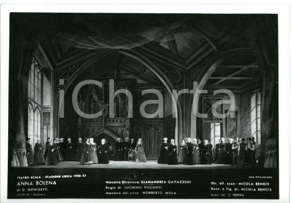 1956 MILANO Teatro alla SCALA "Anna Bolena" - Scene N. BENOIS (5) *Fotocartolina