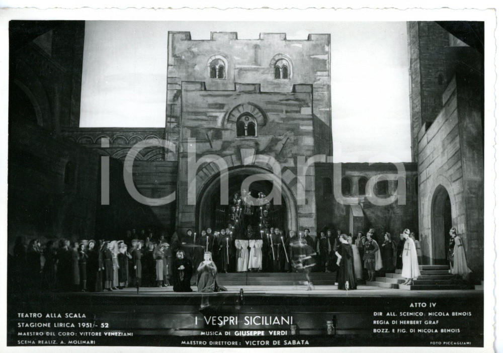 1951 MILANO Teatro alla SCALA "I Vespri Siciliani" - Atto IV *Fotocartolina