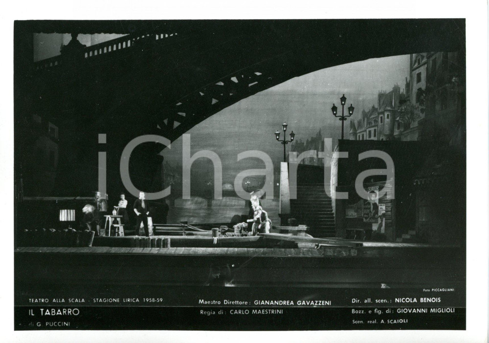 1958 MILANO Teatro alla SCALA "Il Tabarro" - Scene di N. BENOIS *Fotocartolina